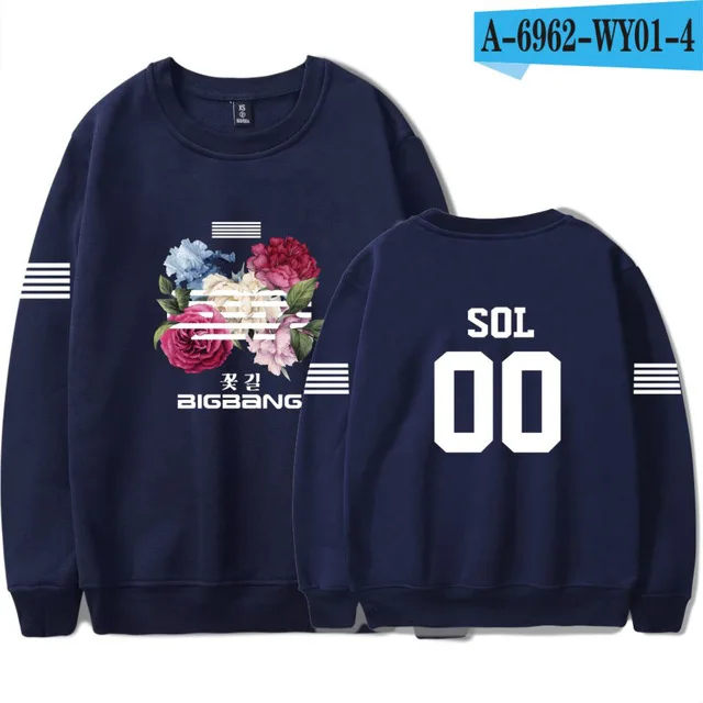 navy blue Bigbang big bang bangtan Толстовка kpop Корейская harajuku Толстовка moletom feminino модный брендовый спортивный костюм размера плюс 4xl - Цвет: navy blue