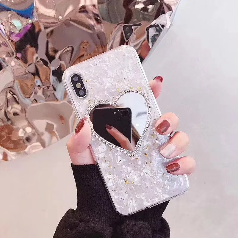 Fashion Mirror Case Conch Shell For iPhone X XS XR MAX White Pearl Soft TPU Phone Coque for Iphone 7 8 6 6S Plus Funda |