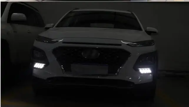 DRL для hyundai ENCINO Kona водонепроницаемый 12 В светодиодный автомобиль DRL дневные ходовые огни противотуманная фара крышка с реле сигнала поворота