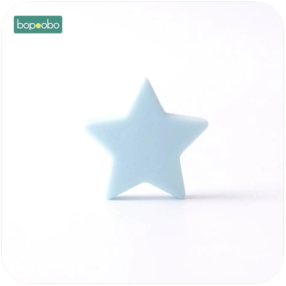 Candy Blue Star Bopoobo 10 шт., 23 мм, разноцветный силиконовый Прорезыватель со звездами, без бисфенола, сделай сам, аксессуары для детей, силиконовые бусины, Детские Прорезыватели, игрушка - Цвет: Candy Blue Star