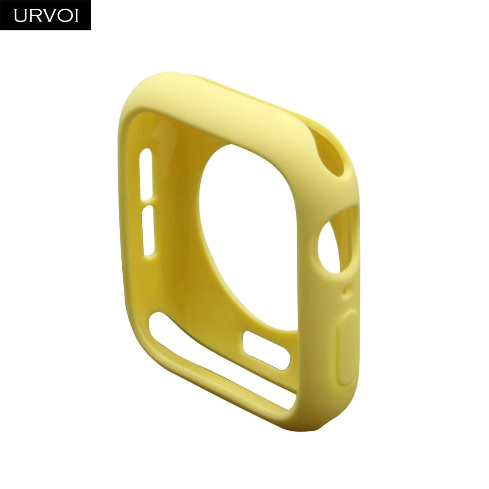 Yellow URVOI бампер для apple watch series 5 4 3 2 чехол для iwatch ТПУ карамельного цвета чехол тонкий защитный ультратонкий ремешок 40 мм 44 мм - Цвет: Yellow