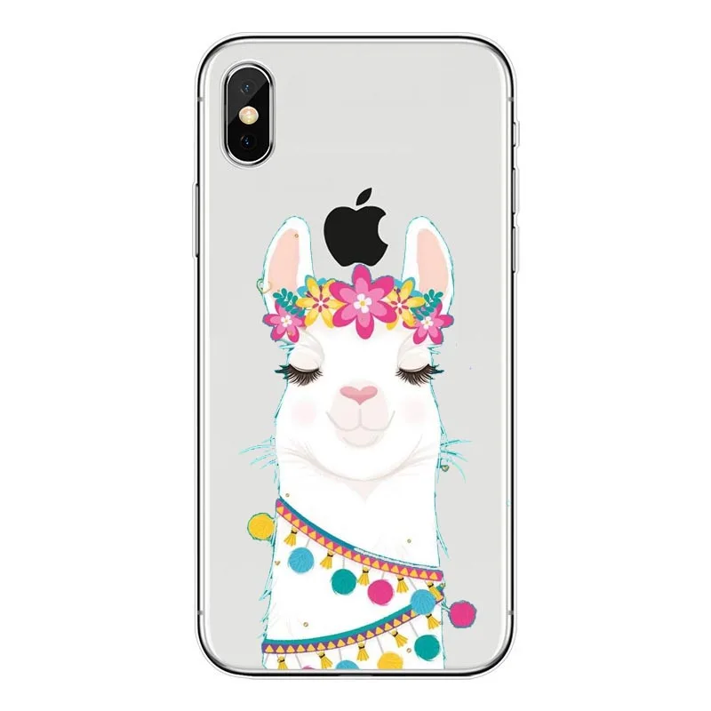 Прекрасный лама ламы альпаки Мягкий ТПУ мобильный телефон чехлы для iphone X XS XR MAX 12