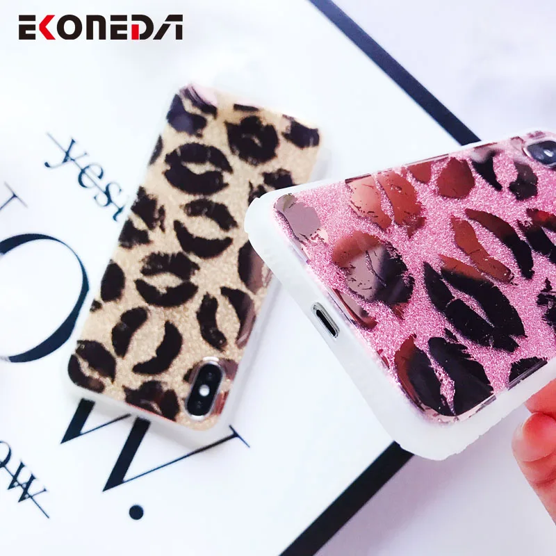 EKONEDA чехол с зеркальными губами для iPhone 7 блестками X Роскошный девочек XR XS Max 6S 8 Plus