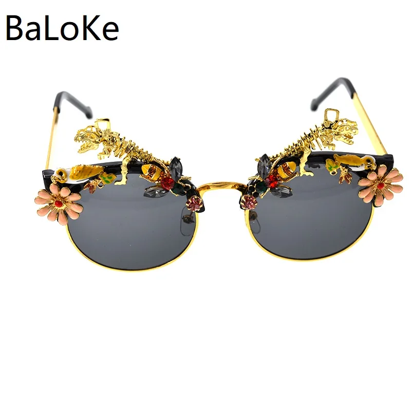 Модные солнцезащитные очки золотистого цвета в стиле ретро пчелы женские черные