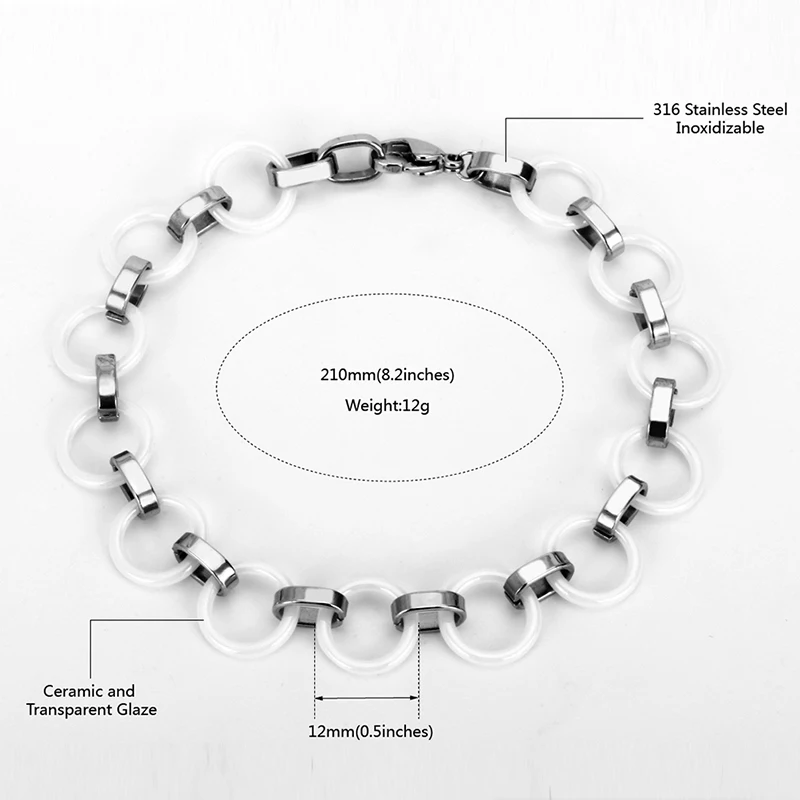 Новые белые керамические круглые браслеты серебряные для женщин и мужчин