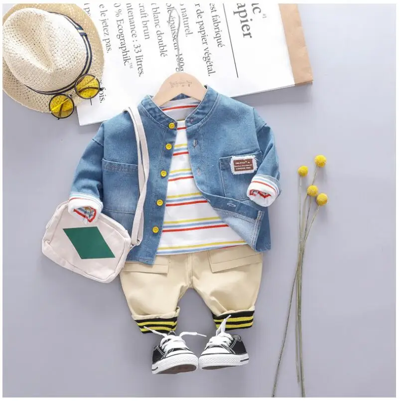 Комплекты одежды для маленьких мальчиков на осень костюмы малышей джинсовые