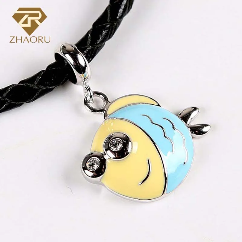 Zhaoru Стерлинговое Серебро 925 пробы красная подвеска с эмалью очаровательный кулон