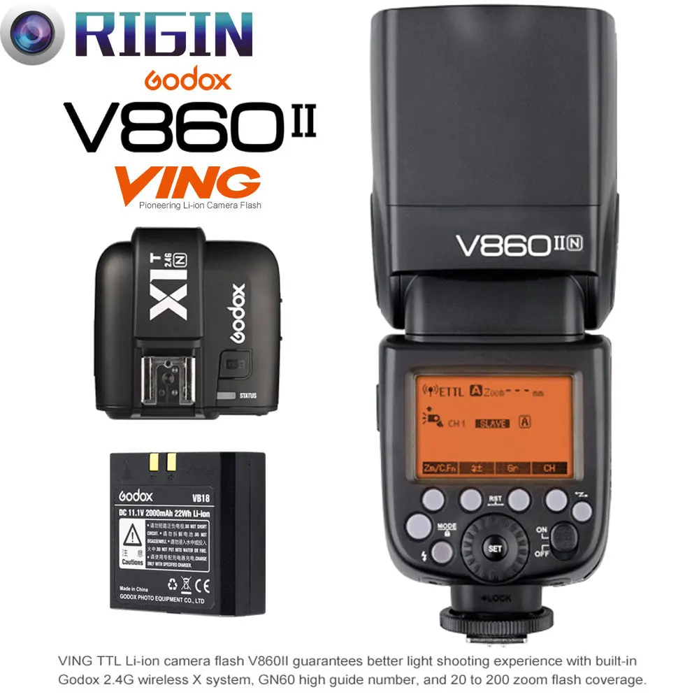 Godox V860II C/V860II N/V860II S TTL вспышка для камеры GN60 HSS 1/8000s 2 4G Беспроводная + X1T C/X1T N/X1T