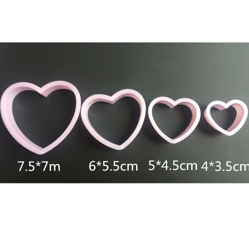 Kitchen DIY Creative 4pcs/set Heart Shaped Plastic Cake Mold Cookie Cutter Biscuit Stamp Sugar Craft Decorations A1219 | Дом и сад