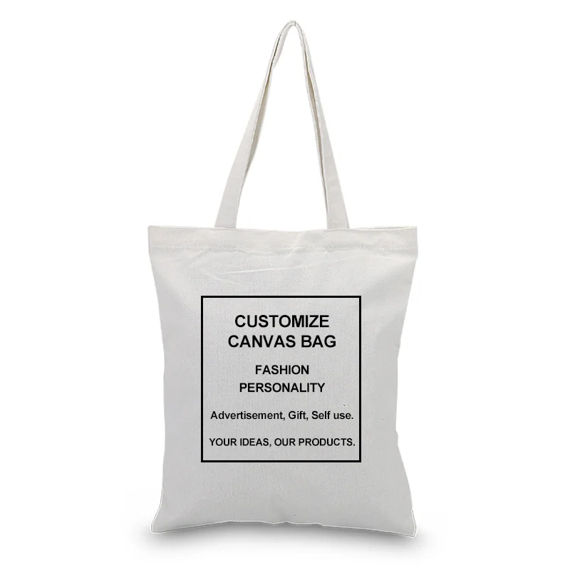 20 Pcs/Lot Custom Canvas Tote Bag Print Logo Text Daily Use Handbag Eco Ecologicas Reusable Shopping Recycle Large Capacity | Багаж и