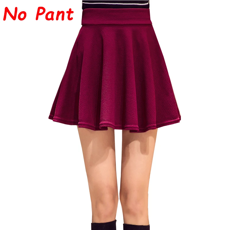 WineRed no pant M-5XL, Женская юбка-пачка большого размера, школьная короткая юбка, брюки, лето, 10 цветов, мини юбки с высокой талией, Faldas Mujer, Прямая поставка - Цвет: WineRed no pant