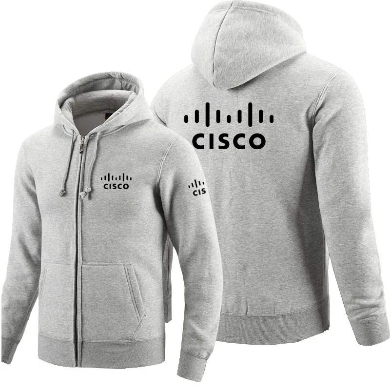 Толстовки на молнии с логотипом CISCO, флисовая толстовка с капюшоном и длинным рукавом, мужская куртка на молнии, толстовка