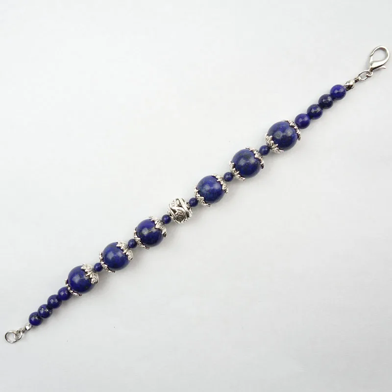 Браслет из натурального Lapis Lazuli (4 мм/6 мм/12 мм) Круглый эластичный 8 дюймов