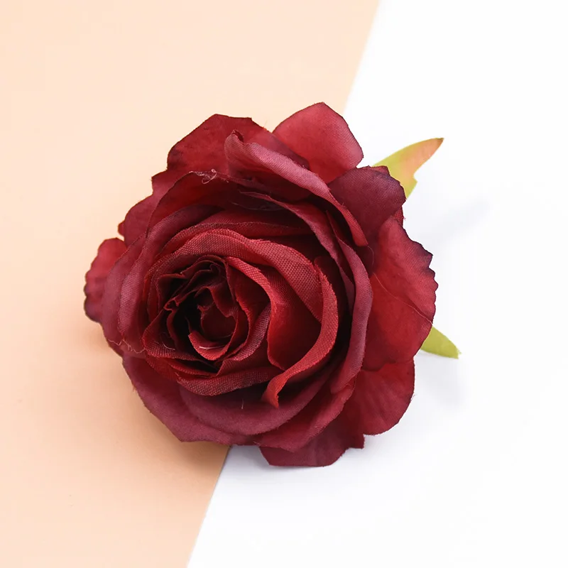 dark red 6 см шелковые розы цветок стены Скрапбукинг искусственные растения декоративные цветы венки diy Подарочная коробка Домашний Свадебный декор рукоделие - Цвет: dark red