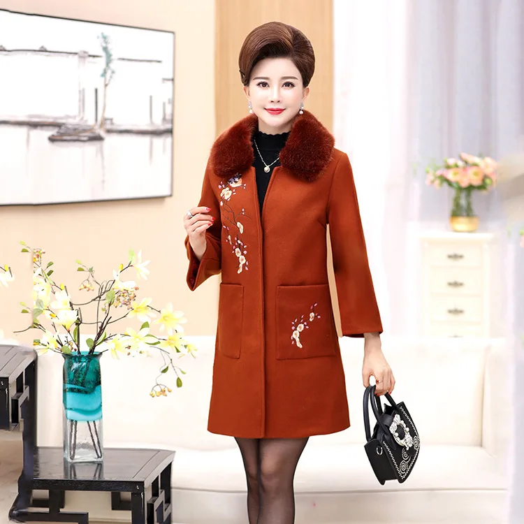 Женское пальто повседневное с карманами и вышивкой|Женские пальто| |