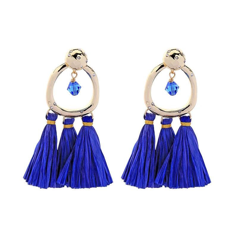 Богемные этнические серьги из рафии с кисточками для женщин винтажные