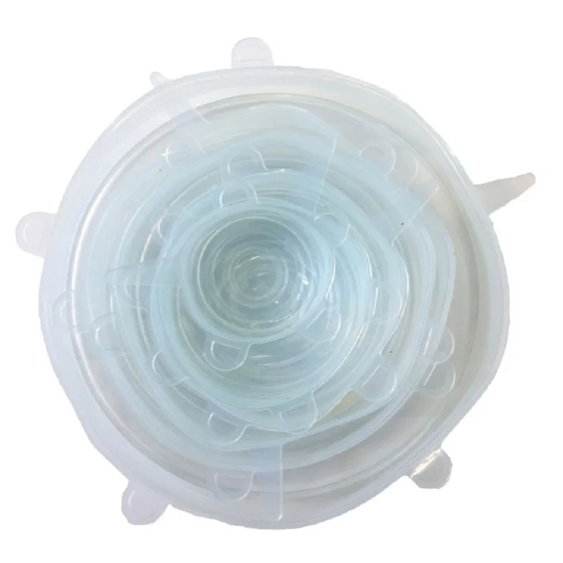 6 шт./компл. универсальные силиконовые крышки растягивающаяся крышка всасывания