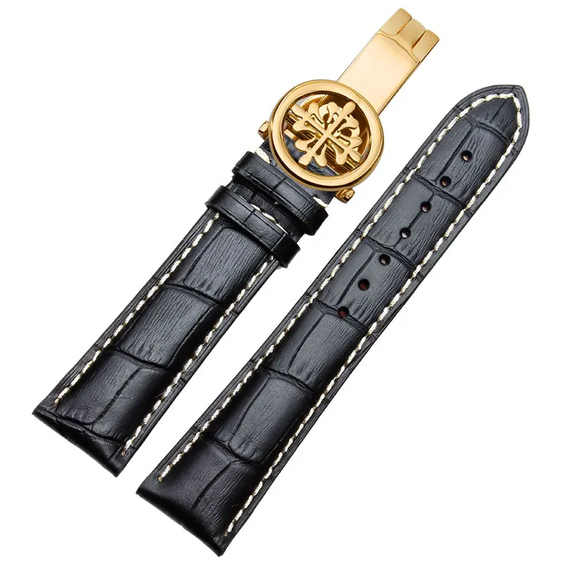 Со складным бантиком patek philpe, кожаный мужской pp, ремешок из крокодиловой кожи 19mm20mm21mm22mm - Цвет ремешка: 11