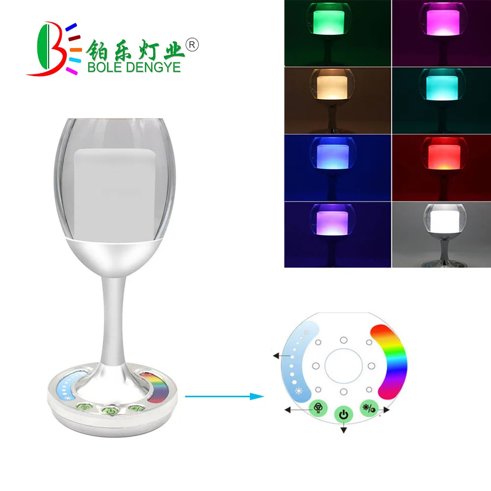 Красочные бутылки вина Свет USB Перезаряжаемые стеклянная кружка ночник RGBW