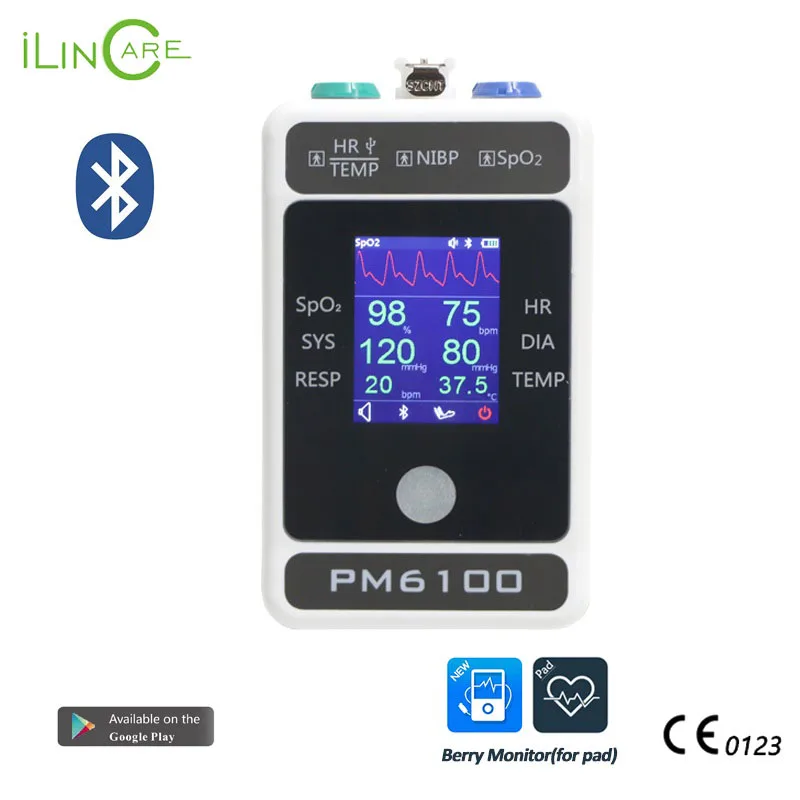 Ilincare PM6100 монитор пациента в отделении интенсивной терапии жизненные знаки монитор ЭКГ NIBP SPO2 PR 4 параметры пульса и кровяного давления монитор ручной