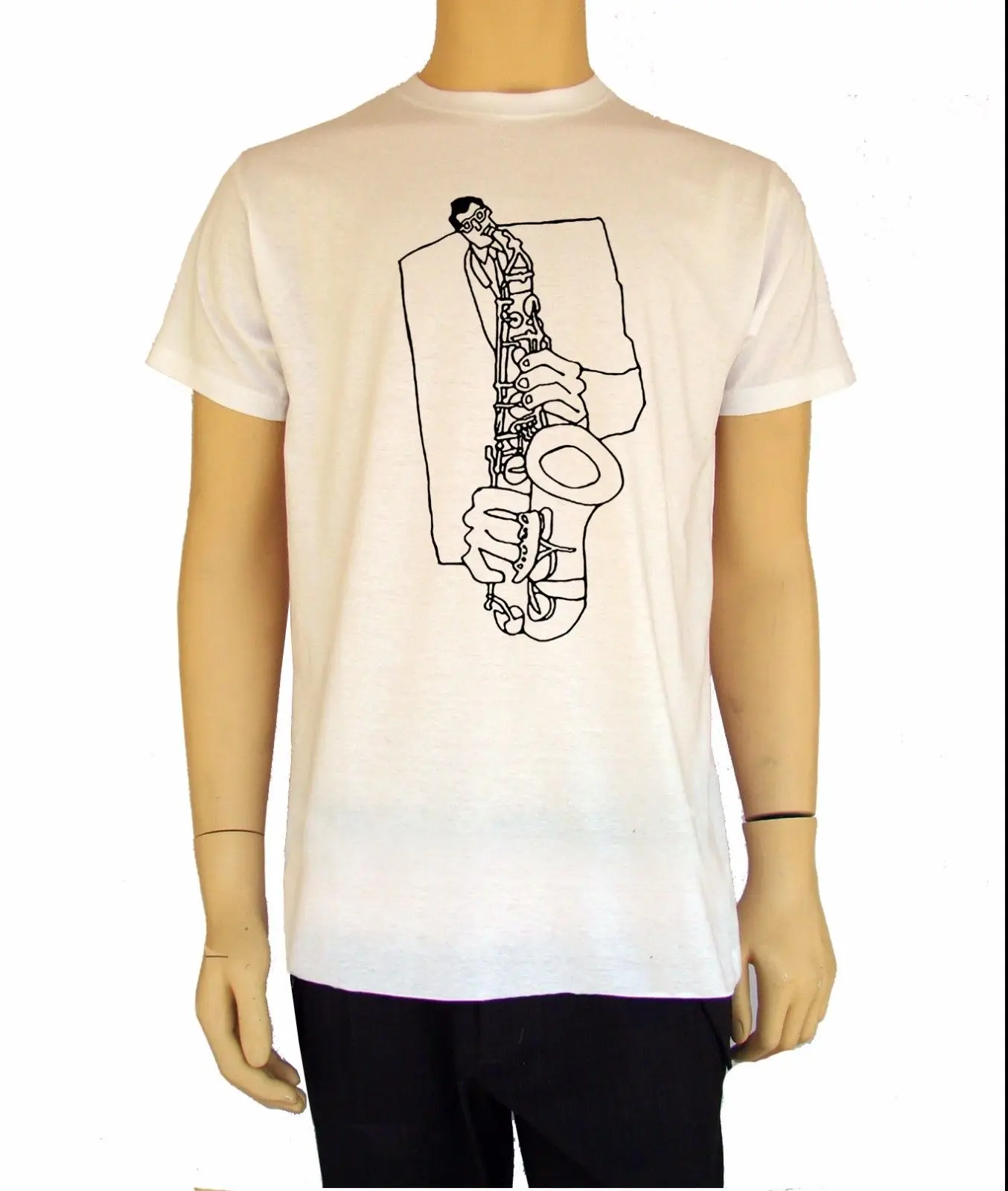 Новинка брендовая популярная мужская футболка с изображением саксофона черная