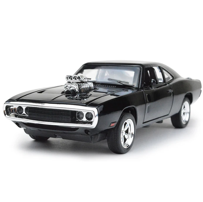 Черный 1/32 Dodge зарядное устройство, металлическая модель автомобиля из сплава с откидной спинкой, музыкальный четырехдверный открытый детский игрушечный автомобиль, подарки - Цвет: Черный