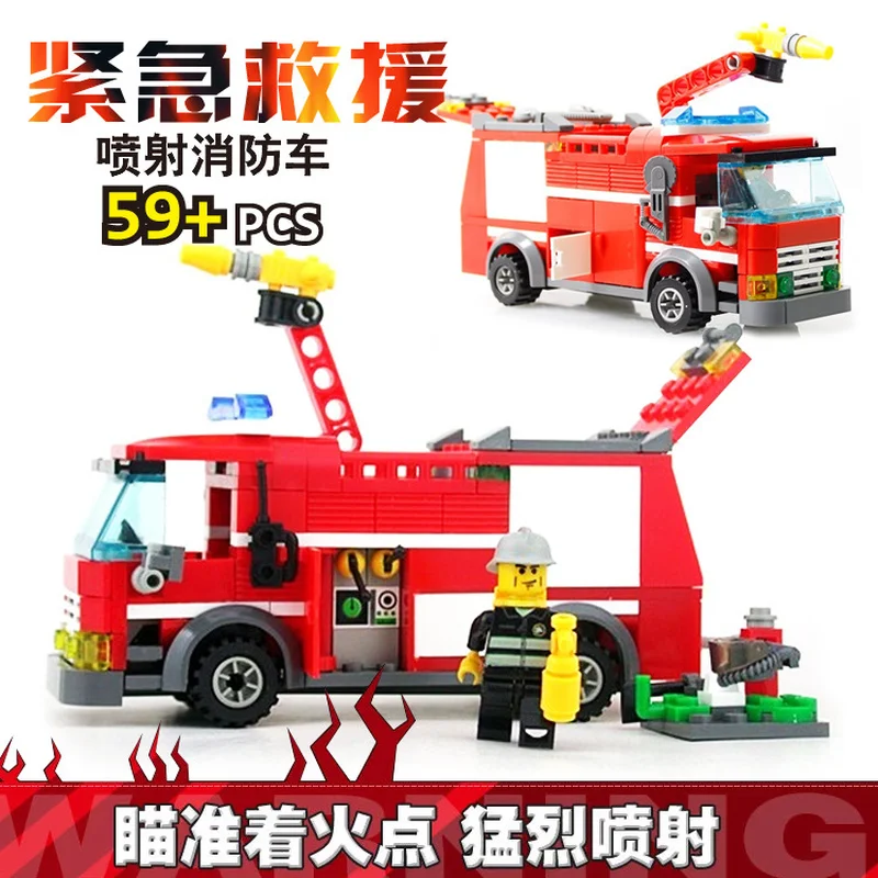 8051 Building Blocks Fire Station Model Compatible Legoings City Bricks Block ABS Plastic Educational Toys For Children | Игрушки и