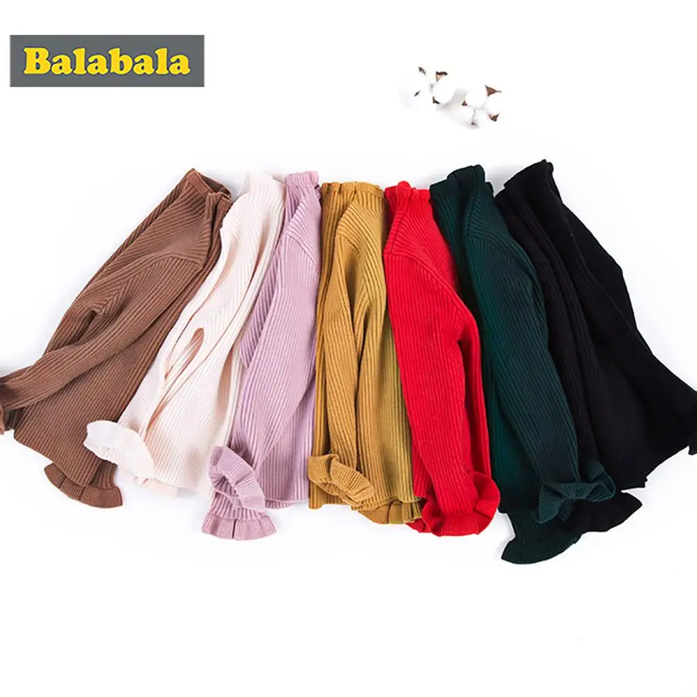 Детский вязаный свитер с рюшами на манжетах в рубчик|Свитера| |