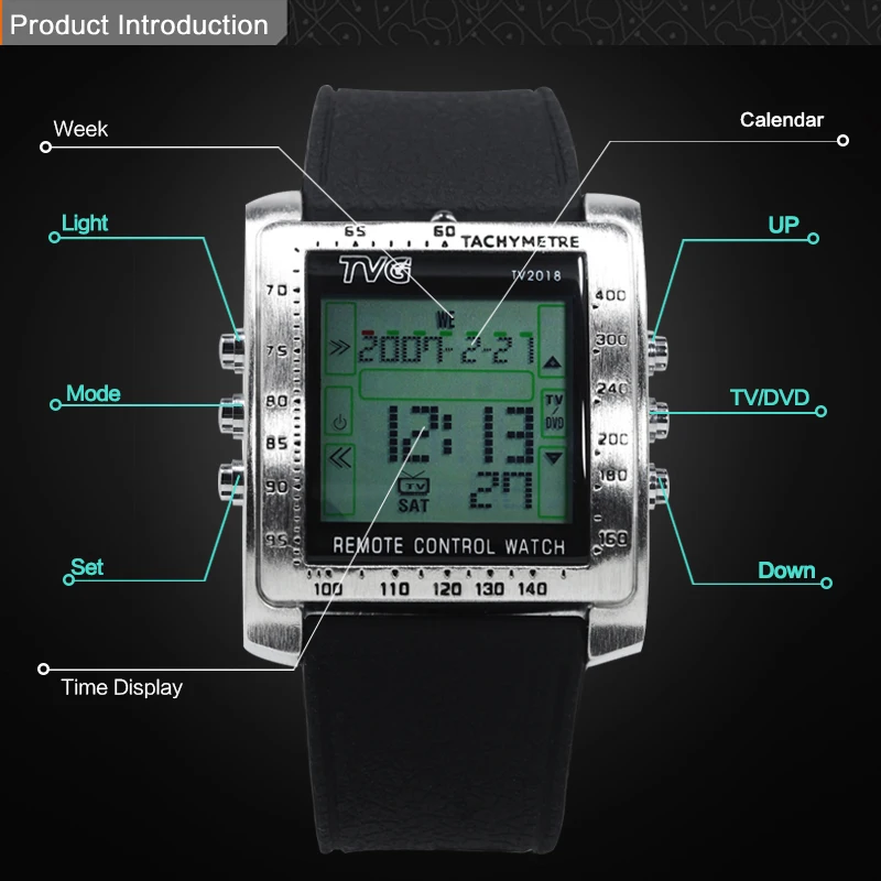 Цифровые часы TVG с подсветкой силиконовые для часов дата день будильник на неделю