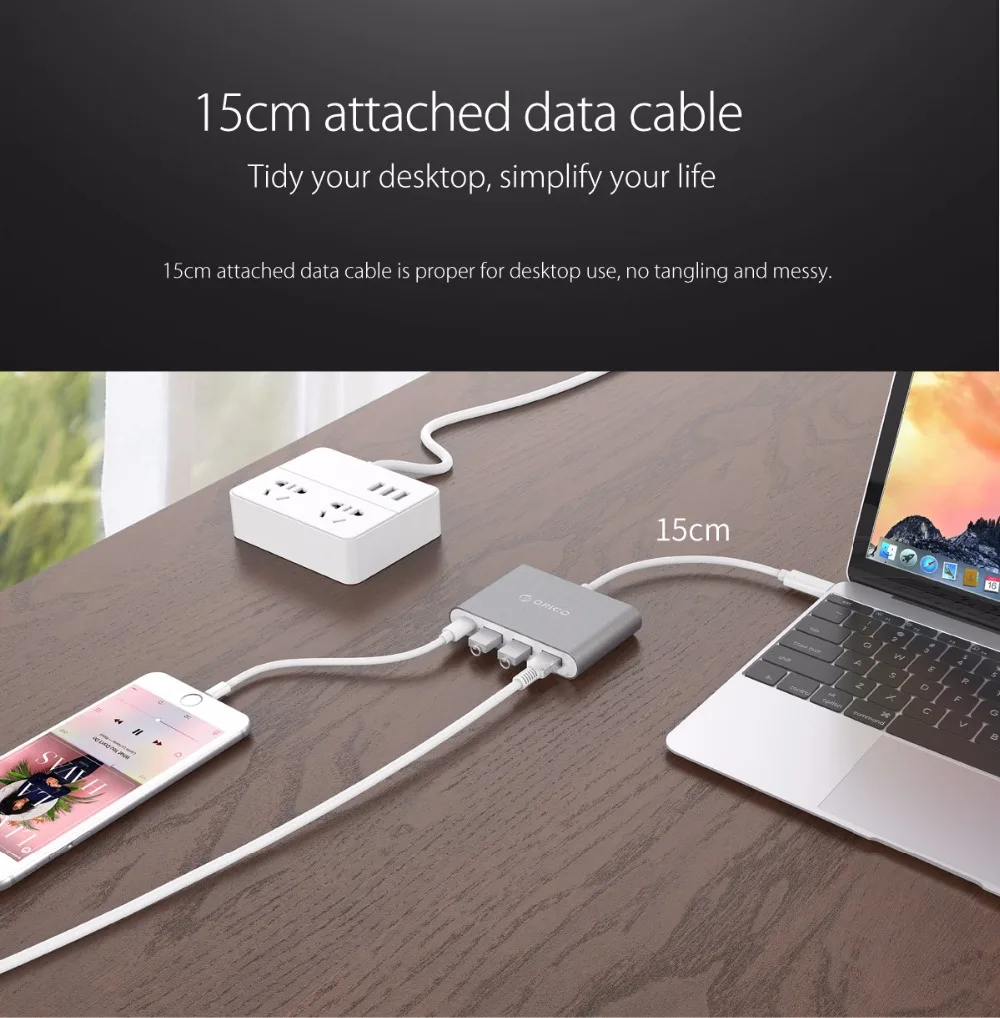 ORICO алюминиевый type-C для USB PD зарядный концентратор USB3.1 Gen1 5 Гбит/с высокоскоростной алюминиевый