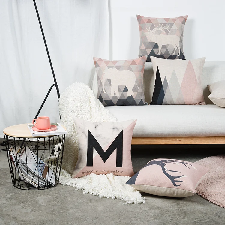Новинка скандинавский розовый чехол для подушки с геометрическим рисунком