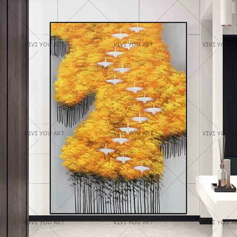 Картина маслом The Four Seasons Trees пейзаж настенное искусство картина ручной работы без