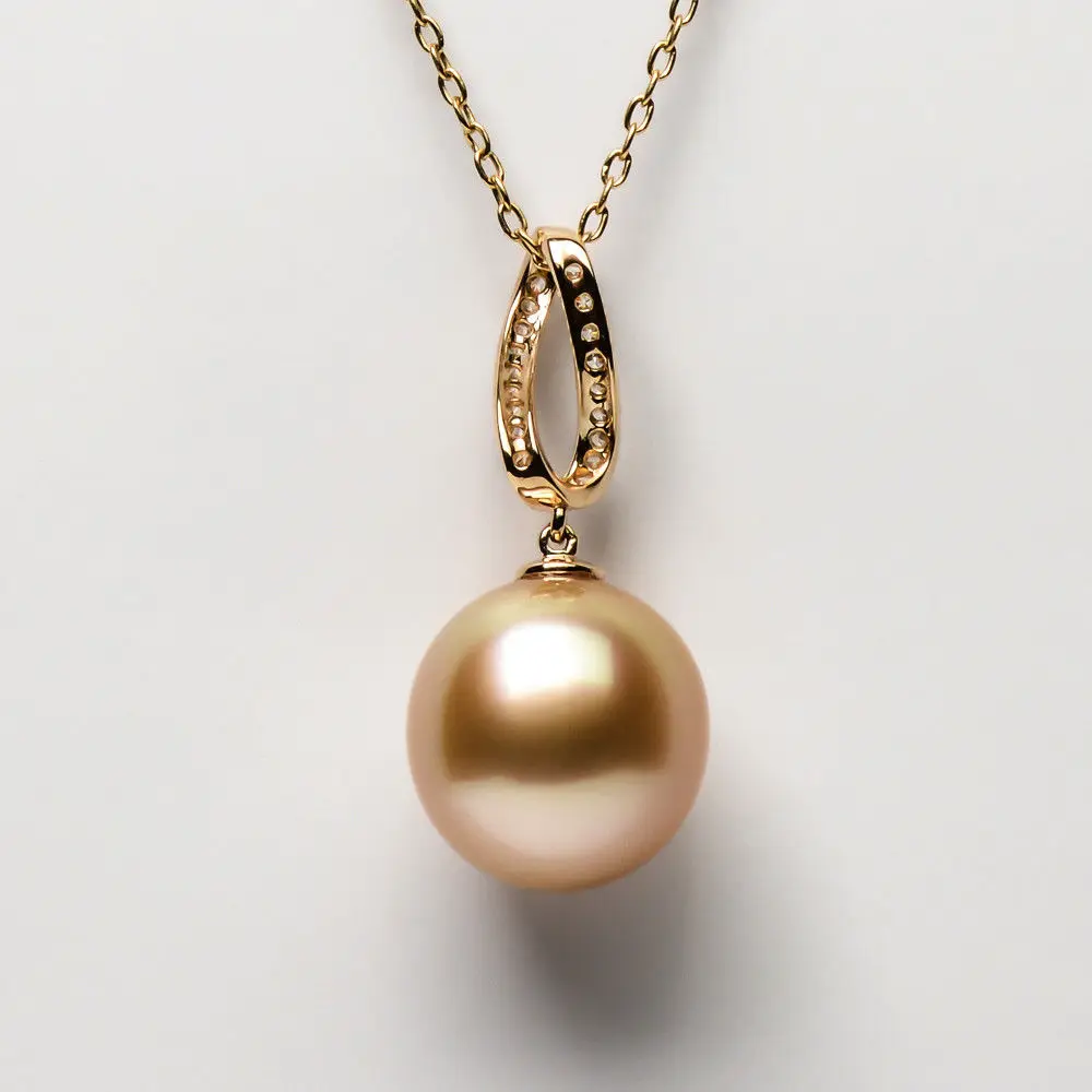 

Gorgeous 12.5*12mm Golden Real South Sea Cultured Pearl Pendant 14k Yellow Gold Free Shipping