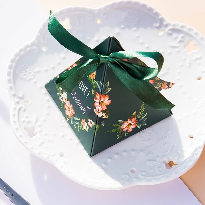 

Green Series Floral Wedding Candy Boxes Event Party Supplies Gift Bags Box Casamento Decor Chocolate Containers Wedding Favors