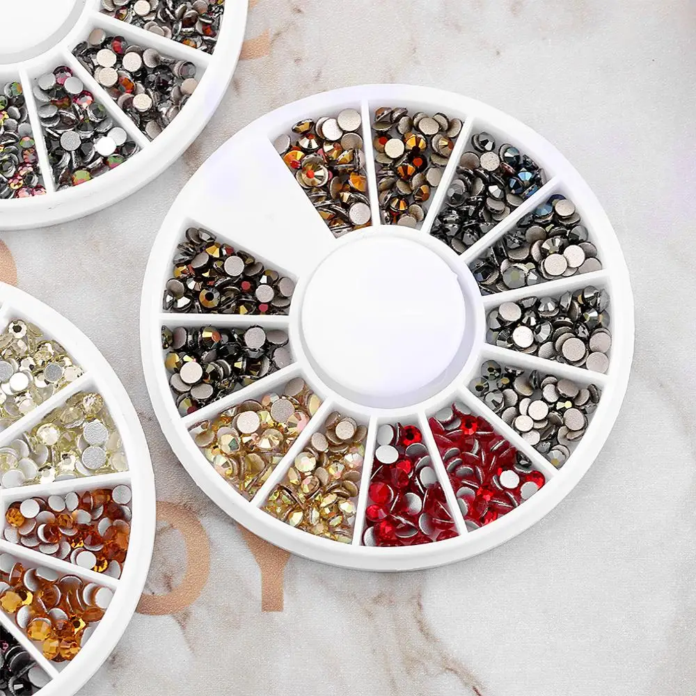 1 колесо плоский черный дизайн ногтей Стразы Фиолетовый Розовый Красный Зеленый