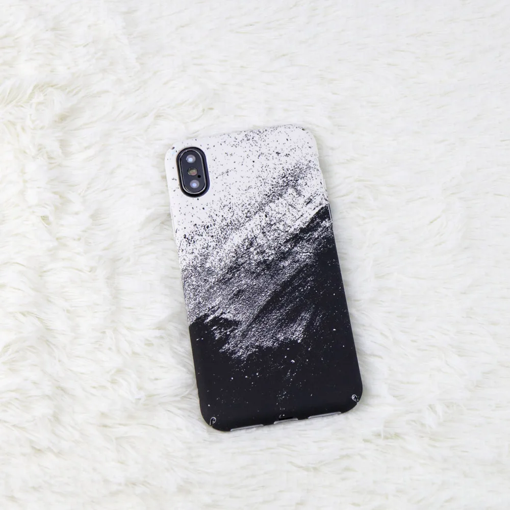 Противоударный черный мраморный матовый чехол для телефона iphone X Модный Белый