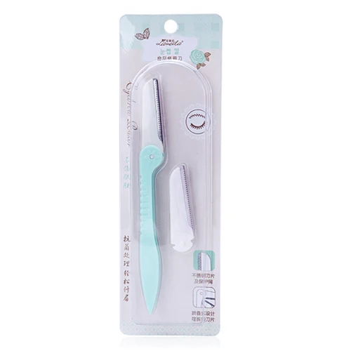 Light Blue YOUSHA 1 шт. макияж триммер для бровей Косметическая бритва из нержавеющей стали брови Tinkle складной нож, съемник лезвие ножей инструмент для красоты - Цвет: Light Blue