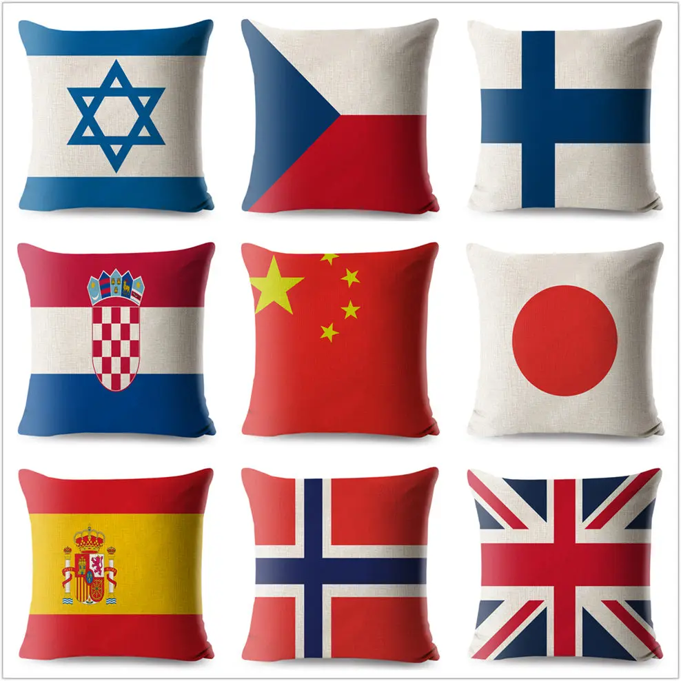 США Бразилия Великобритания флаг шаблон Наволочка льняная Чехлы 45*45 см