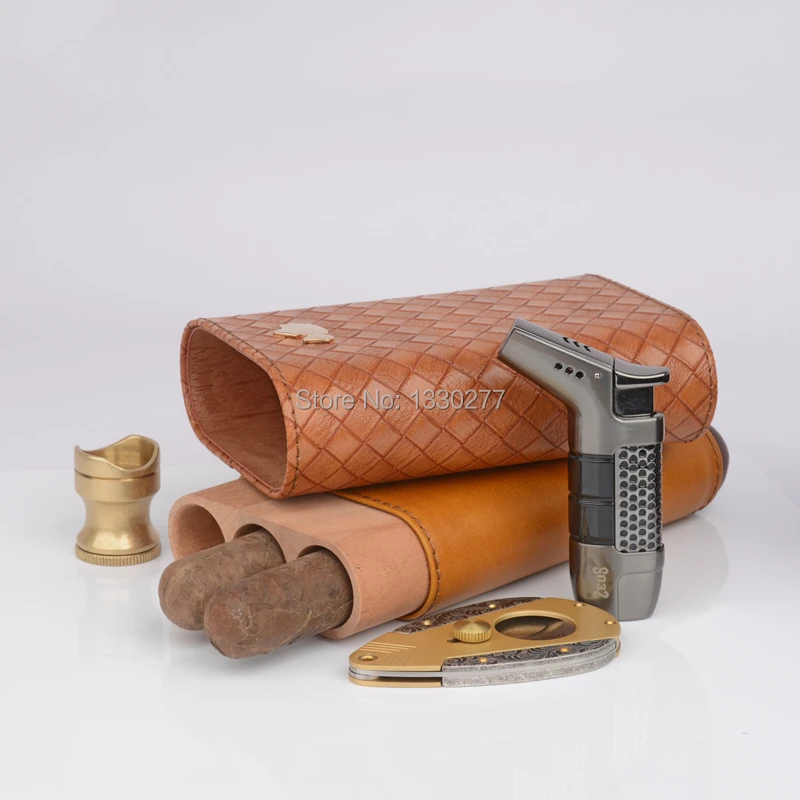 COHIBA Коричневый тканым узором Испании кедрового дерева 3 больших пальцев для