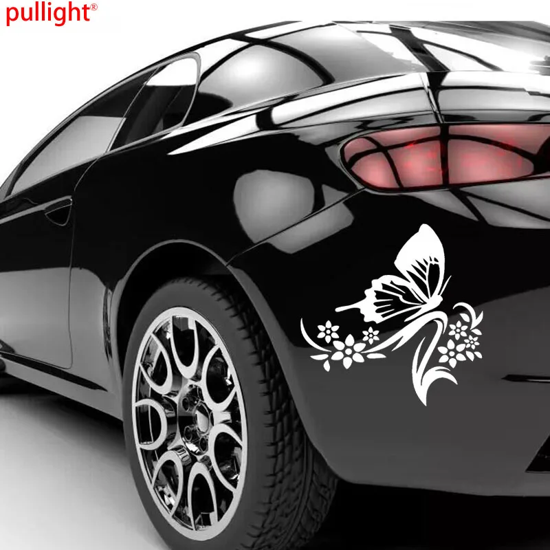 14*15 см цветы и бабочки свежие натуральные виниловые автомобильные наклейки