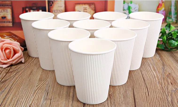 Одноразовая черно белая Толстая гофрированная бумажная кофейная чашка 8 унций