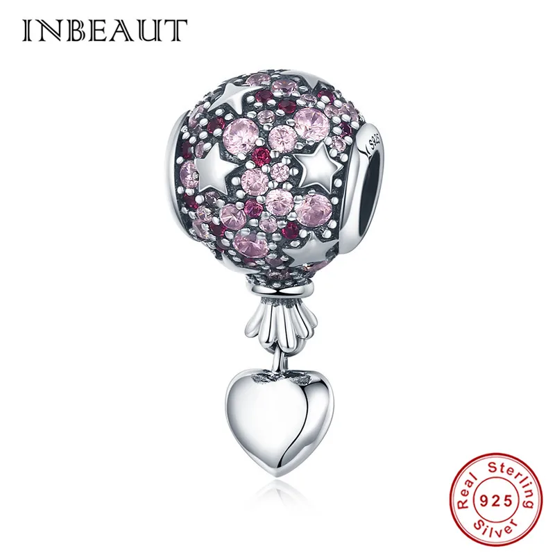 INBEAUT, 925 пробы, серебряные подвески в виде сердца, подходят к оригиналу, браслет для мамы и сестры, милые бусы для маленькой девочки, изготовление ювелирных изделий - Цвет: s517