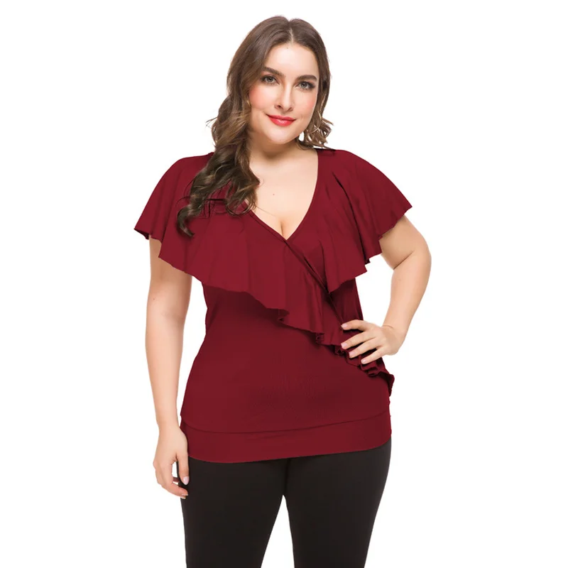 Женский летний топ с оборками и V-образным вырезом | Женская одежда