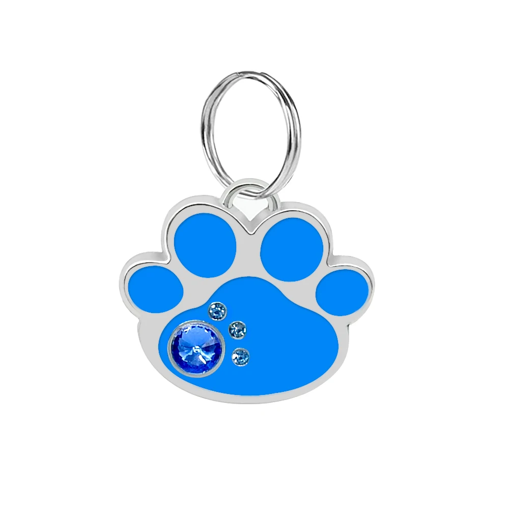 Big Blue Paw Персонализированные Бирки для собак, Выгравированная идентификационная бирка для кошек, круглая кость, форма лапы, индивидуальные бирки для кошек, котят, аксессуары для собак, французский Бульдог - Цвет: Big Blue Paw