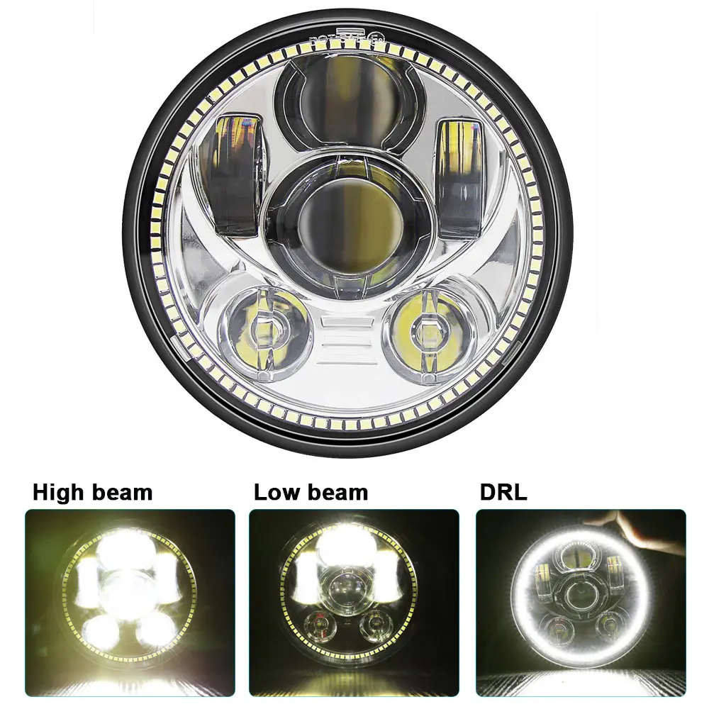 45w with DRL S 5,7" 5 3/4 светодиодный фара мотоцикла для Sportster 1200 XL1200L пользовательские XL1200C 883 XL883 883L XL883R 48 черный H4 - Цвет: 45w with DRL S