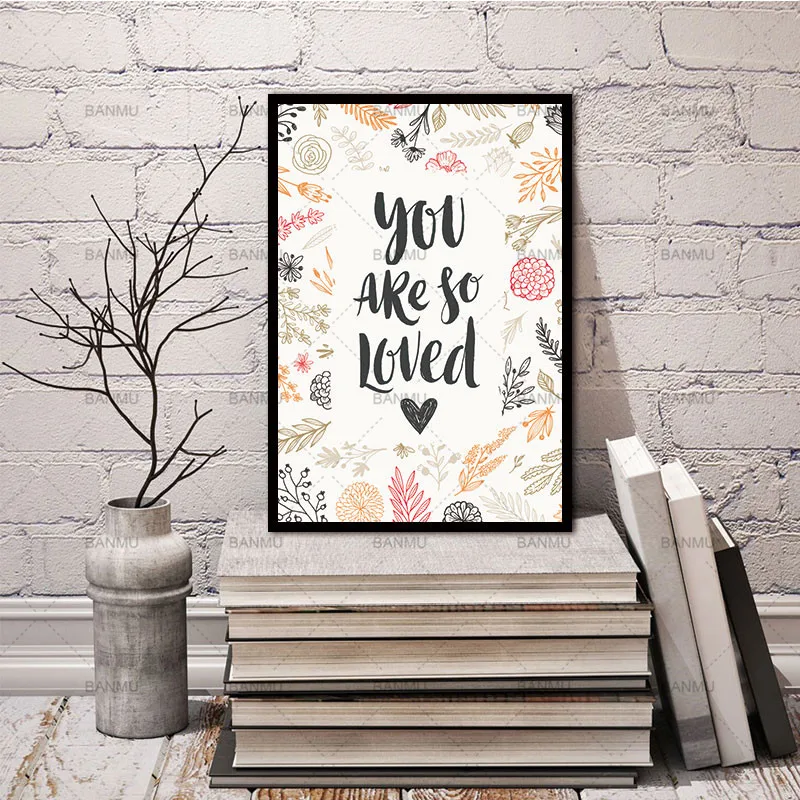 Настенные картины с надписью You are so Love в скандинавском стиле художественные для