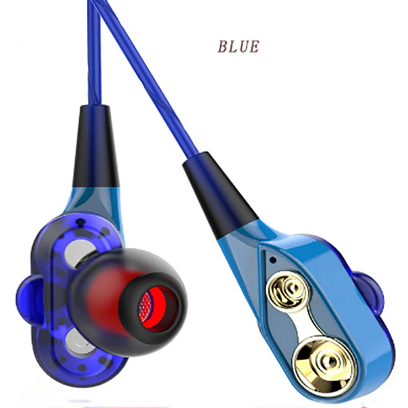 Наушники с управлением проводом HD микрофон двойная катушка четыре ядра супер бас