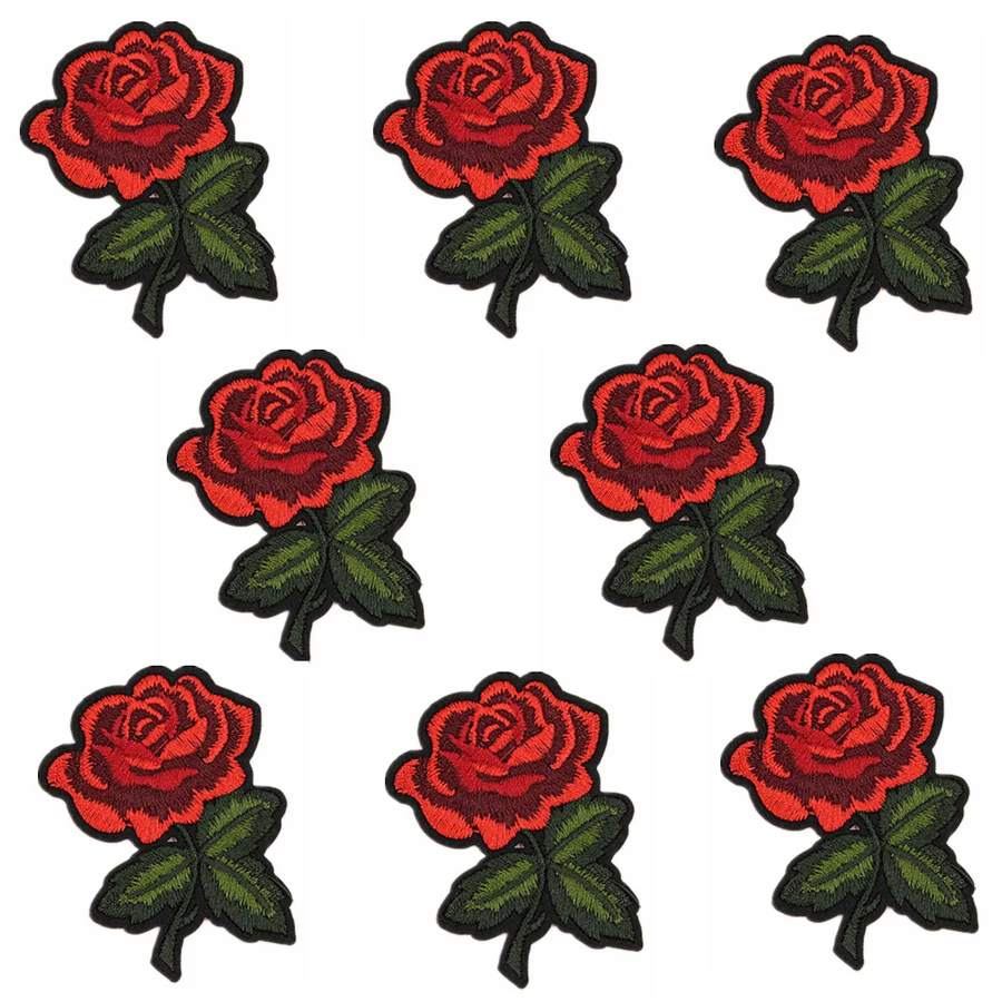 Вышитая нашивка в виде цветка розы высокое качество 10 шт. материалы ручной работы
