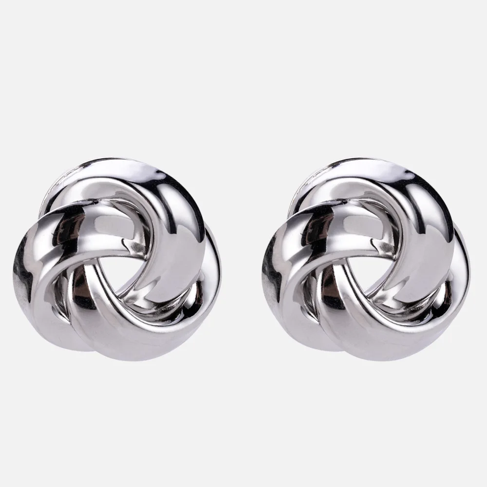 Женские серьги гвоздики EC111 серебристые/золотистые с металлическим вращением