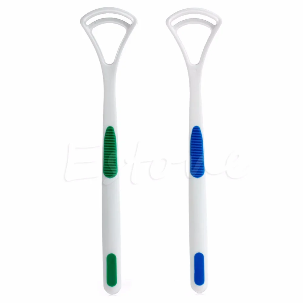 

2 Pcs Oral Dental Care Clean Away Bad Breath Tongue Cleaner Brush Scraper Handle W15